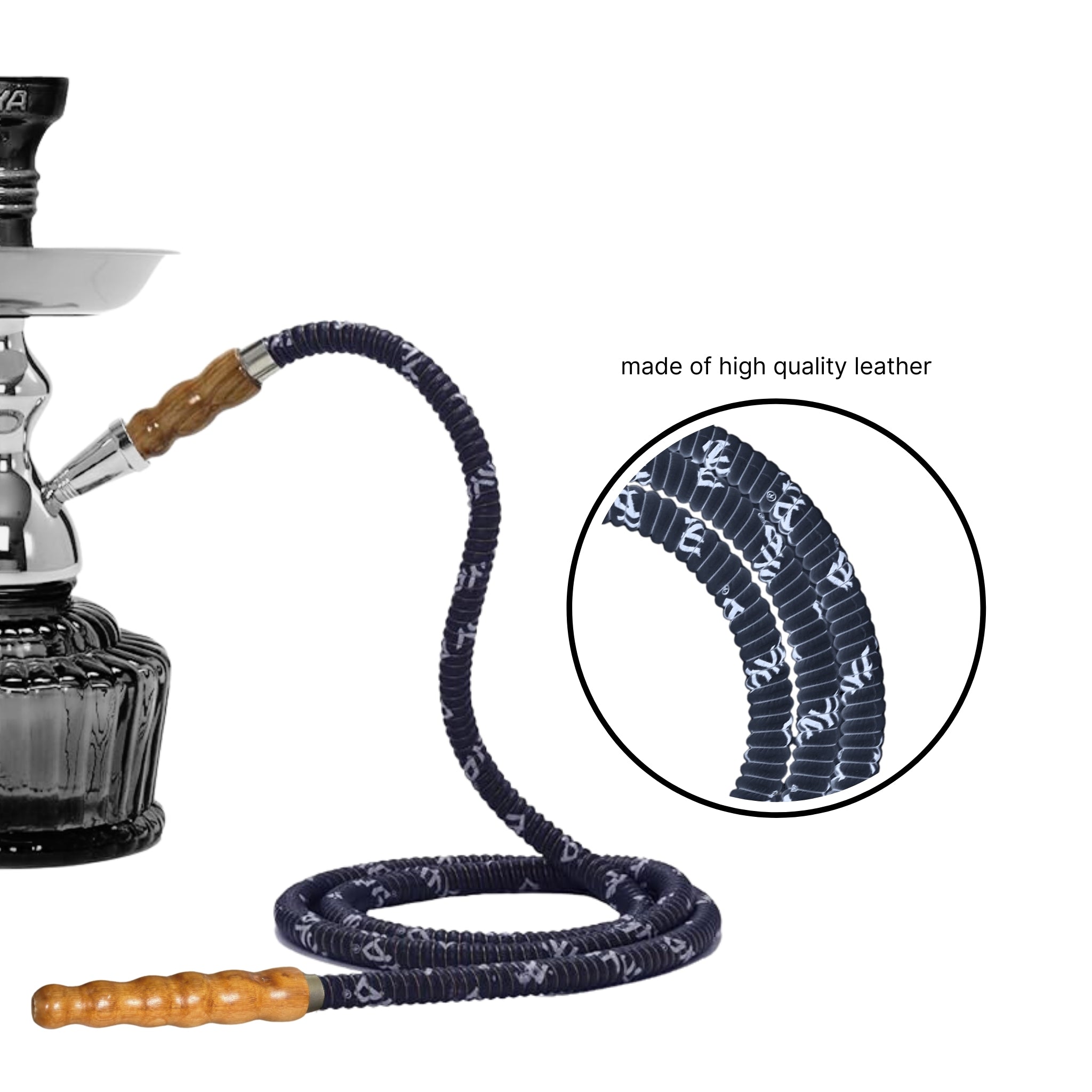 mya-602-tuyau-chicha-cuir-178-cm-manche-bois-noir image 6